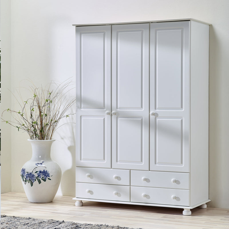 FTG Wardrobe Richmond 3 Dr 4 Drw Wardrobe Off White Bed Kings