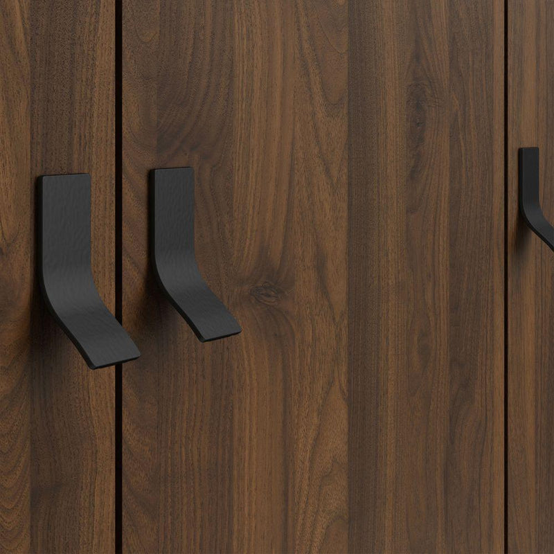 FTG Wardrobe Ry Wardrobe 3 Doors + 3 Drawers In Matt Black Walnut Bed Kings