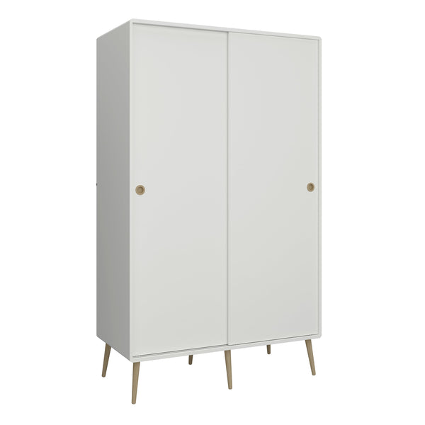FTG Wardrobe Softline Sliding 2 Dr Wardrobe Off White Bed Kings