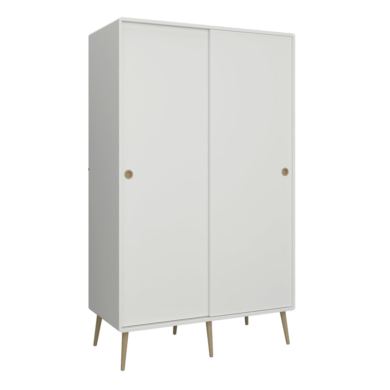 FTG Wardrobe Softline Sliding 2 Dr Wardrobe Off White Bed Kings