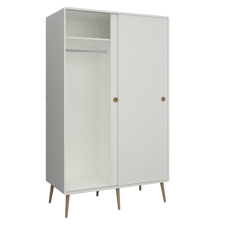 FTG Wardrobe Softline Sliding 2 Dr Wardrobe Off White Bed Kings