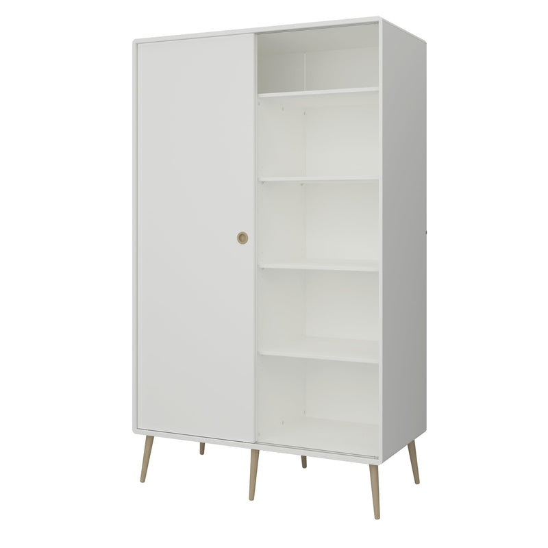 FTG Wardrobe Softline Sliding 2 Dr Wardrobe Off White Bed Kings