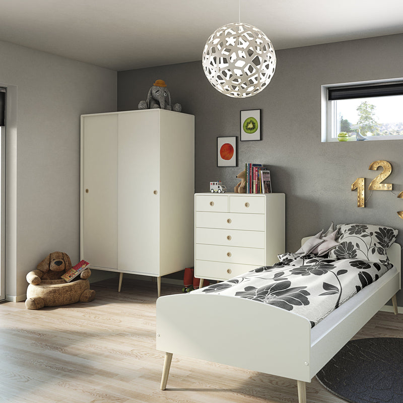FTG Wardrobe Softline Sliding 2 Dr Wardrobe Off White Bed Kings