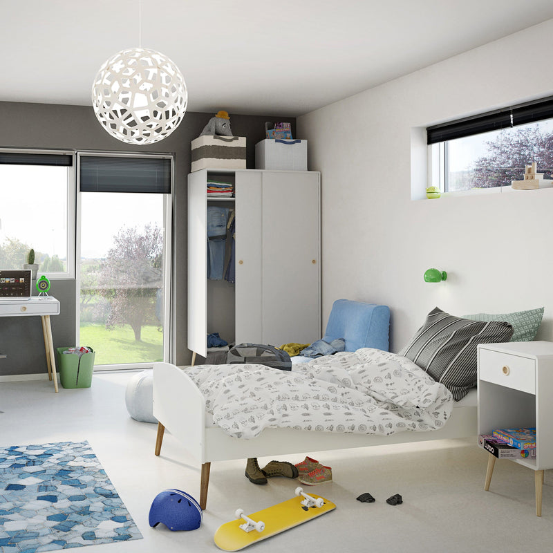 FTG Wardrobe Softline Sliding 2 Dr Wardrobe Off White Bed Kings