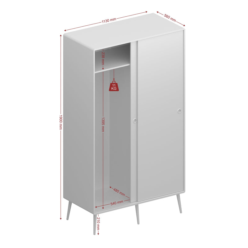 FTG Wardrobe Softline Sliding 2 Dr Wardrobe Off White Bed Kings