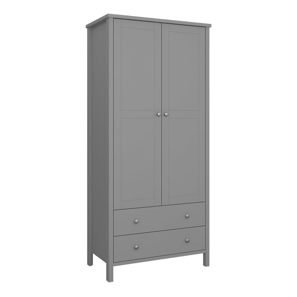 FTG Wardrobe Tromso 2 Door 2 Drawer Wardrobe Grey Bed Kings
