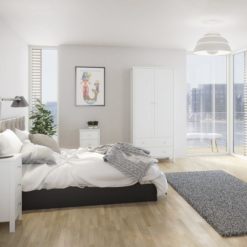 FTG Wardrobe Tromso 2 Door 2 Drawer Wardrobe Off White Bed Kings
