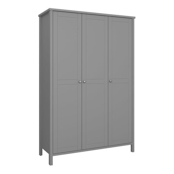 FTG Wardrobe Tromso 3 Door Robe Grey Bed Kings