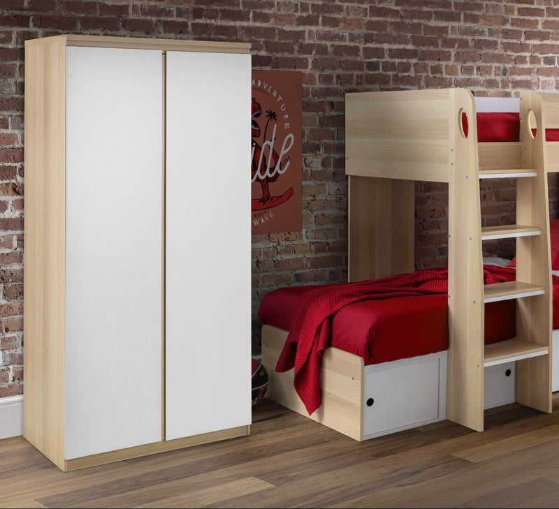 Julian Bowen Wardrobe Jupiter  2 Door Wardrobe White & Oak Bed Kings