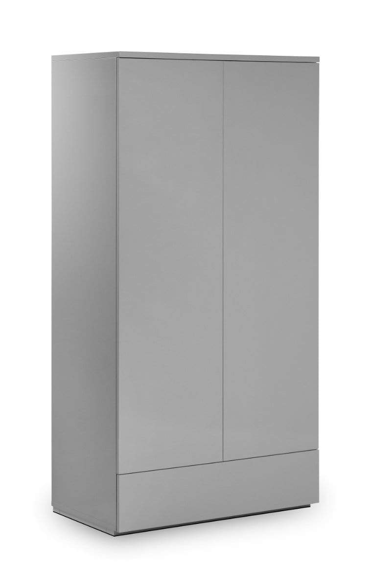Julian Bowen Wardrobe Monaco 2 Door 1 Drw Wardrobe - Grey Gloss Bed Kings