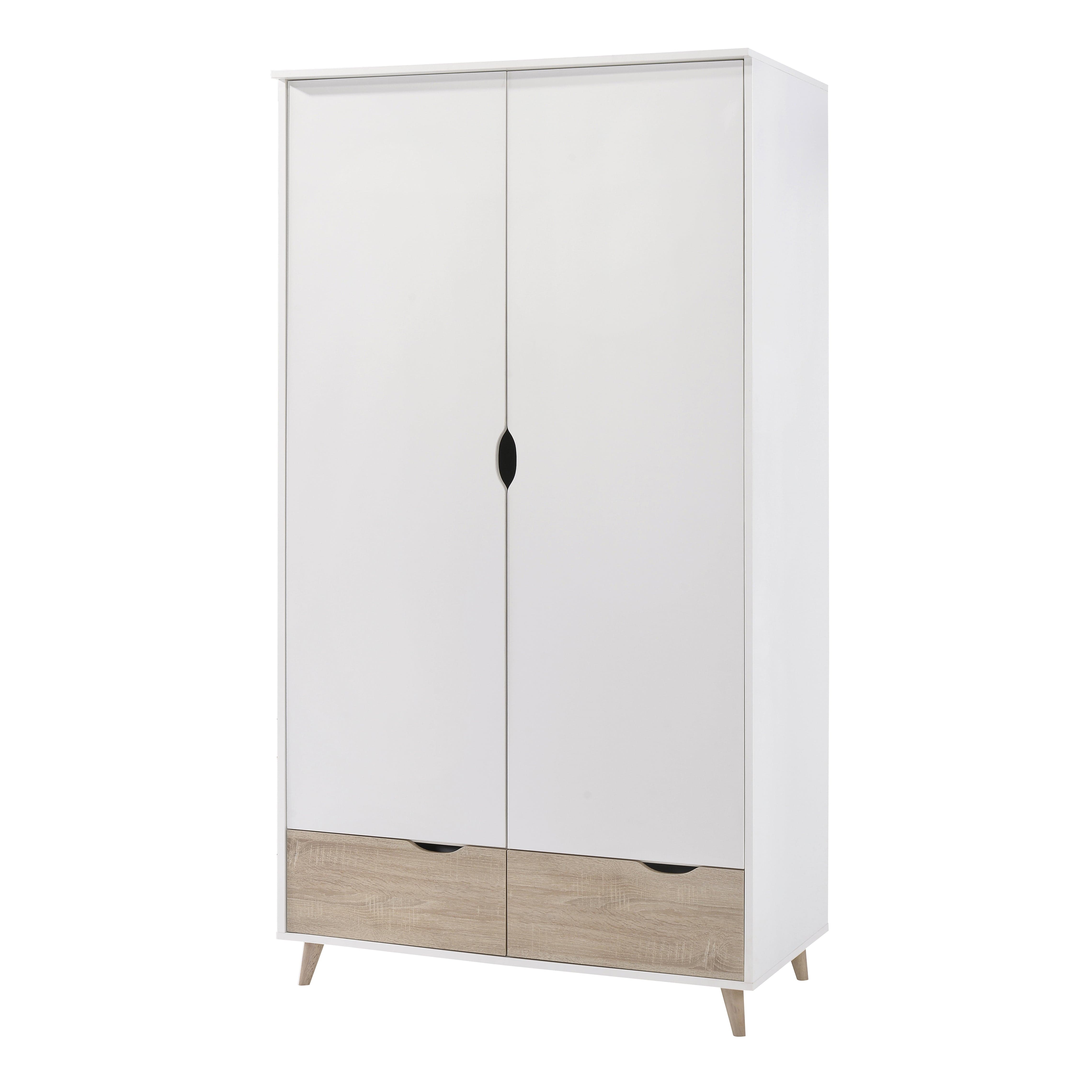 LPD Wardrobe Stockholm 2 Door Wardrobe White-Oak Bed Kings