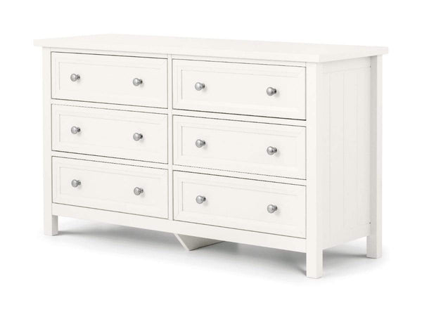 Julian Bowen WIDE CHEST Maine 6 Drawer Wide Chest - Surf White Bed Kings