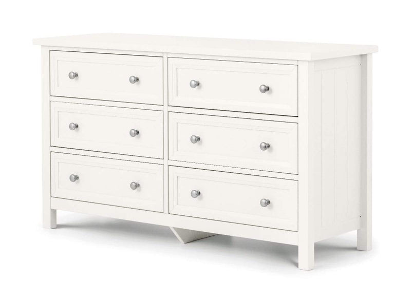 Julian Bowen WIDE CHEST Maine 6 Drawer Wide Chest - Surf White Bed Kings