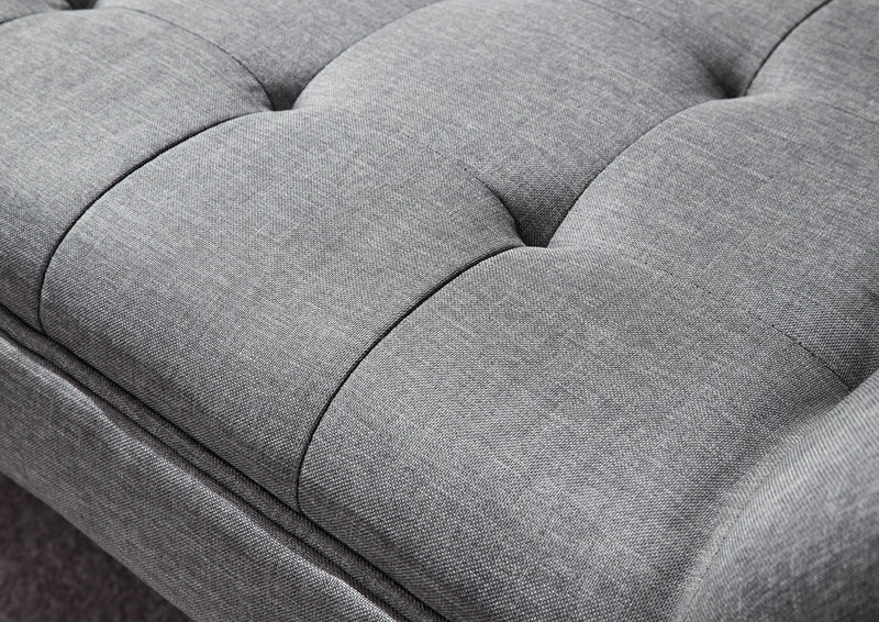 GFW Window Seat Milan Upholstered Bench Dark Grey Hopsack Bed Kings