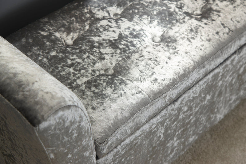 GFW Window Seat Verona Window Seat Grey Crushed Velvet Bed Kings