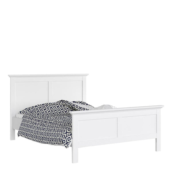 FTG Wood Bed Paris - Double Bed (140 x 200) in White Bed Kings