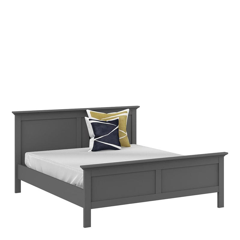 FTG Wood Bed Paris - King Bed (160 x 200) in Matt Grey Bed Kings