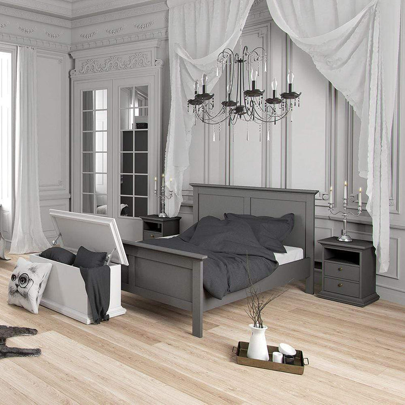 FTG Wood Bed Paris - King Bed (160 x 200) in Matt Grey Bed Kings