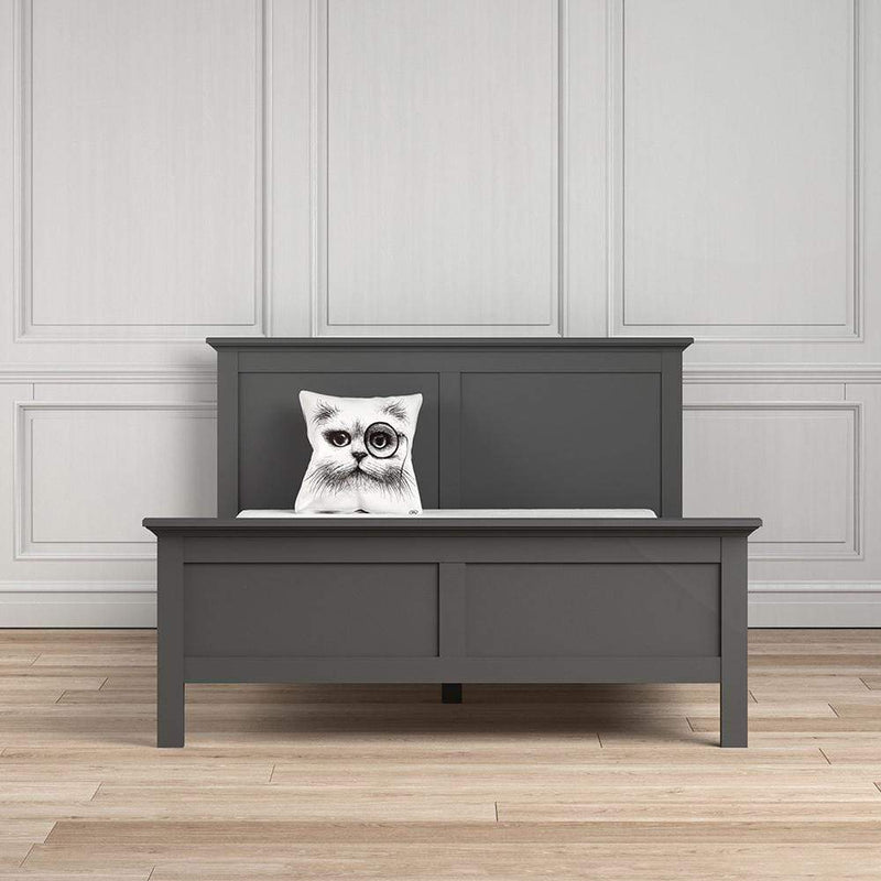 FTG Wood Bed Paris - King Bed (160 x 200) in Matt Grey Bed Kings