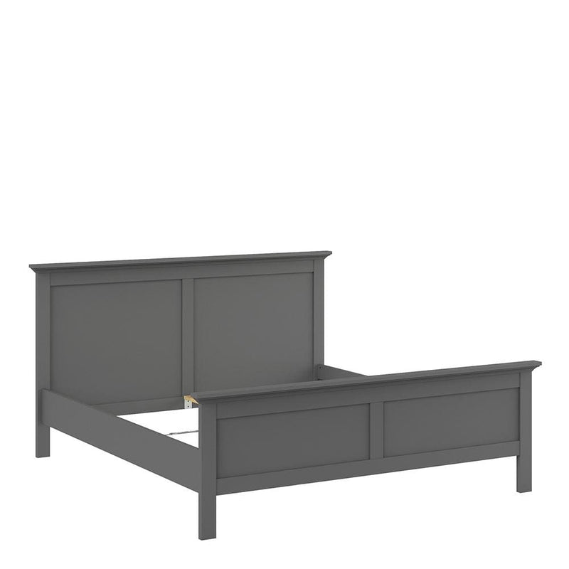 FTG Wood Bed Paris - King Bed (160 x 200) in Matt Grey Bed Kings