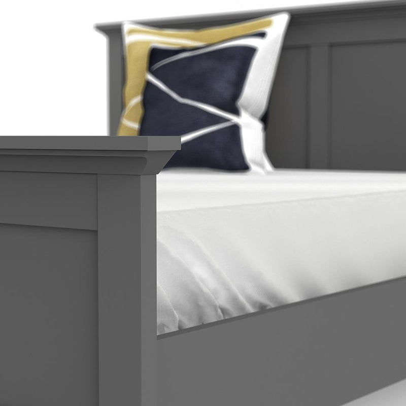 FTG Wood Bed Paris - King Bed (160 x 200) in Matt Grey Bed Kings