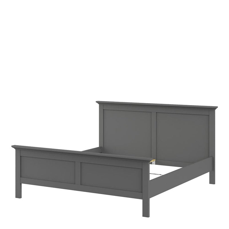 FTG Wood Bed Paris - King Bed (160 x 200) in Matt Grey Bed Kings