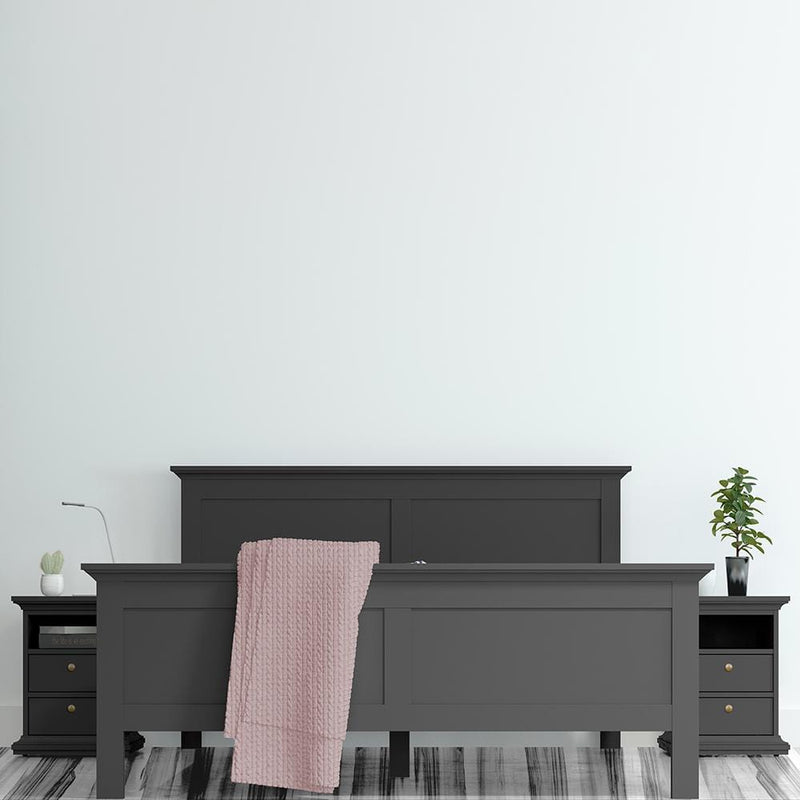 FTG Wood Bed Paris - King Bed (160 x 200) in Matt Grey Bed Kings
