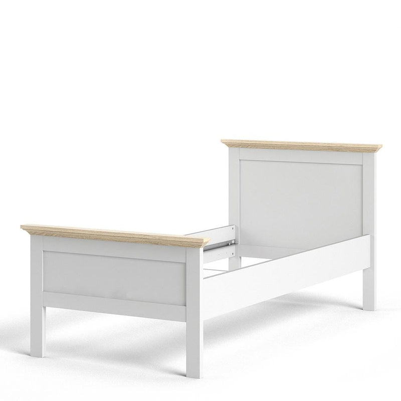 FTG Wood Bed Paris - Paris Single Bed (90 x 200) in White and Oak Bed Kings