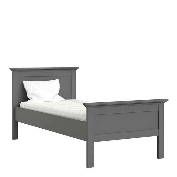 FTG Wood Bed Paris - Single Bed (90 x 200) in Matt Grey Bed Kings