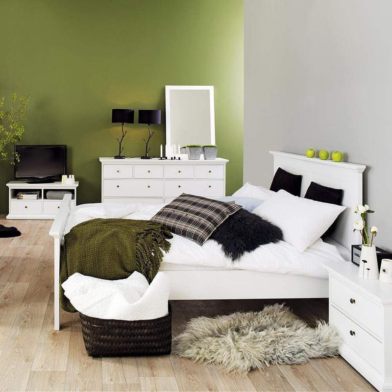 FTG Wood Bed Paris - Super King Bed (180 x 200) in White Bed Kings