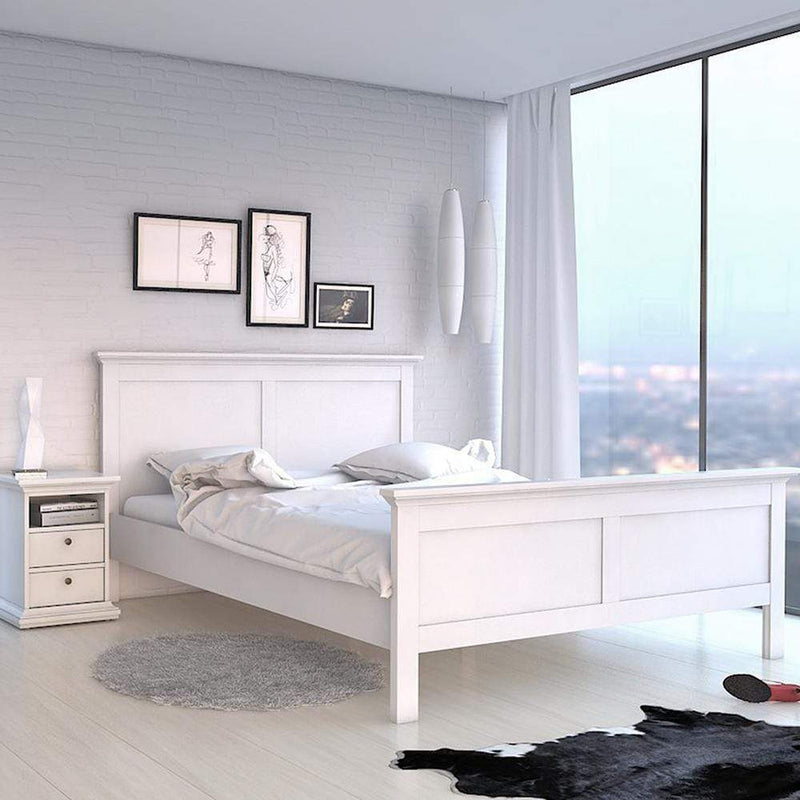 FTG Wood Bed Paris - Super King Bed (180 x 200) in White Bed Kings