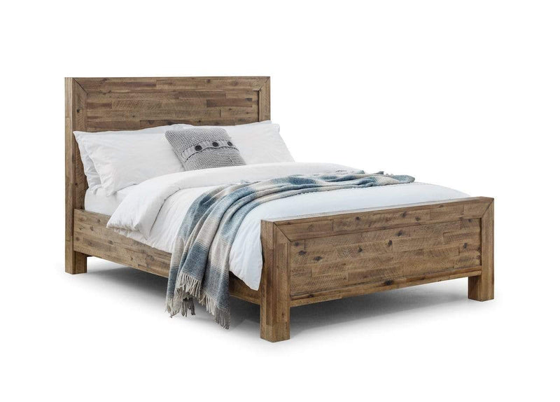 Julian Bowen Wood Bed King 150cm 5ft Hoxton Wooden Bed - Rustic Oak Bed Kings